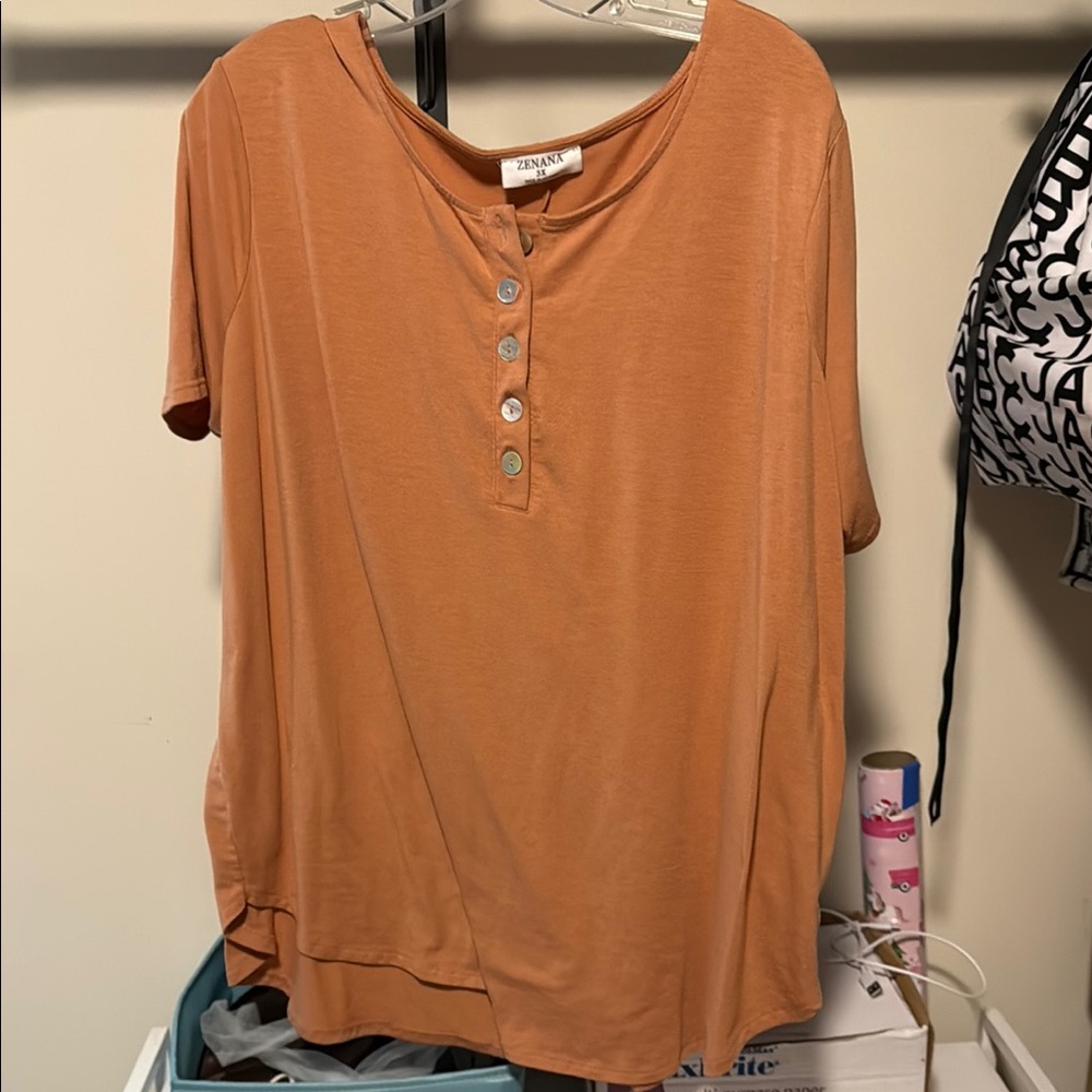 Zenana Outfitters Orange Short Sleeve Tee 3X